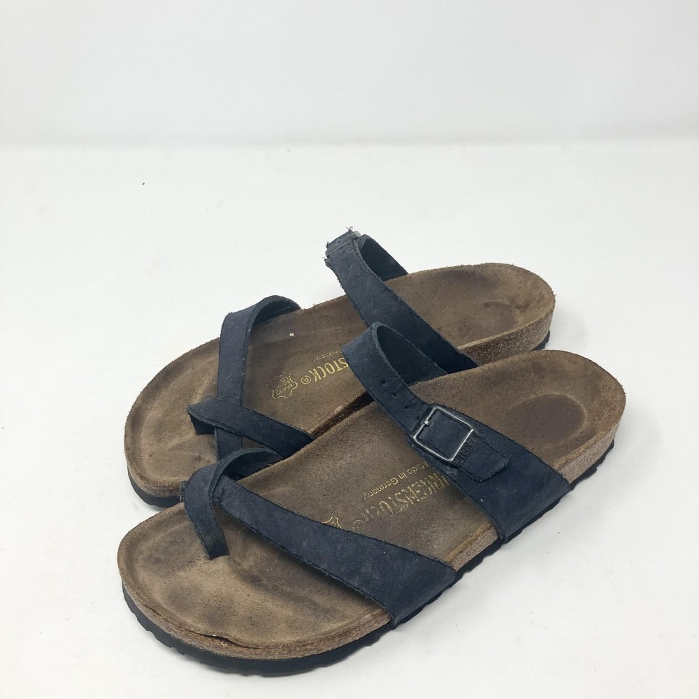 Birkenstock Sandals Womens Size 8 39 Blue Mayari Nubuck Cork Footbed Comfort